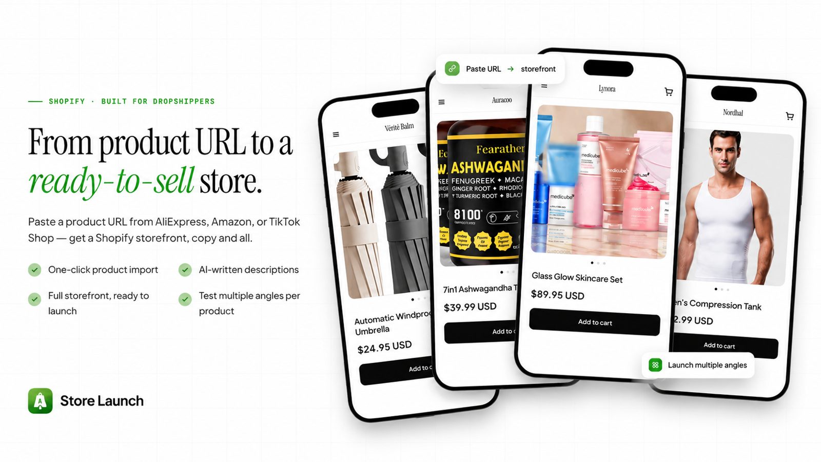 Store Launch — From product URL to a ready-to-sell store